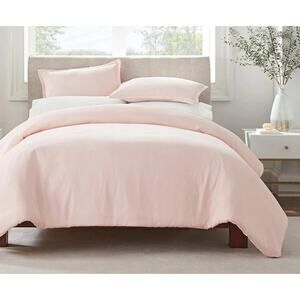 Serta Full/Queen Duvet Cover Set Blush Pink Hypoallergenic Stain Resistant NEW